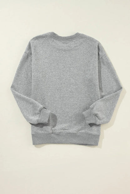 Gray Merry Christmas Festive Letter Print Drop Shoulder Sweatshirt