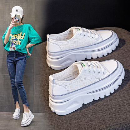 Height Increasing Insole Platform White Shoes