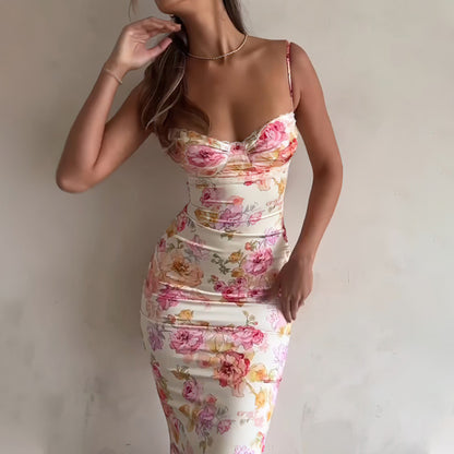 Robe Maxi Moulante à Fleurs Femme