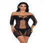 Lingerie Mid-sleeve Fishnet Short Skirt Pajamas Women