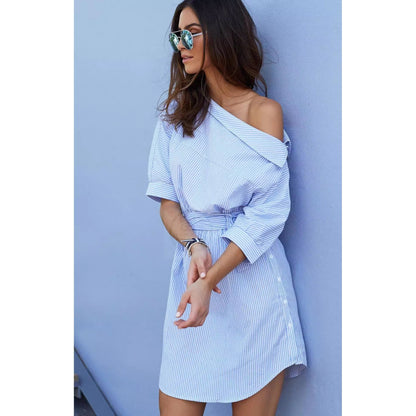 Robe moulante à manches courtes et rayures, sans taille élastique