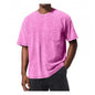 Retro Washed Pocket 3D Digital Print All-Match Crew Neck Short-Sleeve T-Shirt