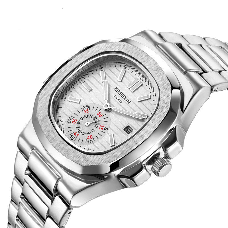 Montre homme étanche en acier inoxydable avec design élégant et bracelet en acier inoxydable.