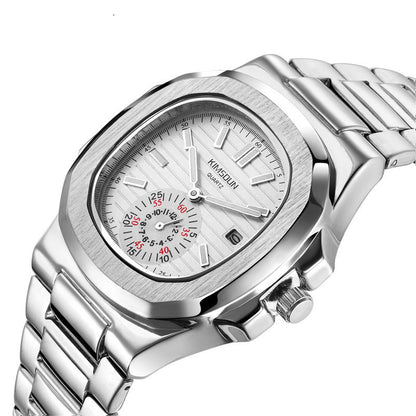 Montre homme étanche en acier inoxydable avec design élégant et bracelet en acier inoxydable.
