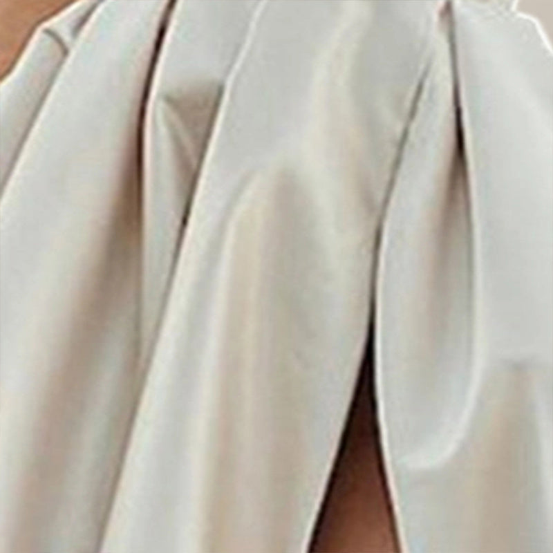 Women's Solid Color Strapless Evening Gown, High Slit Ruched Bust And Flared Skirt For Banquet & Formal Events