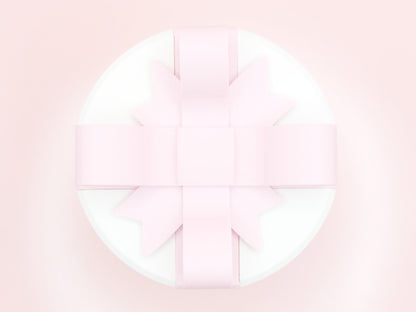 boîte cadeau humoristique Saint-Valentin avec un ruban rose en 3D sur fond pastel.