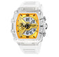 montre multifonctionnelle homme affichage double avec boîtier transparent et bracelet blanc