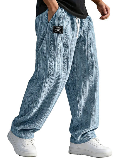 Pantalons décontractés d'été avec lacets en bleu clair, style ample et sportif, parfaits pour le printemps et l'été.