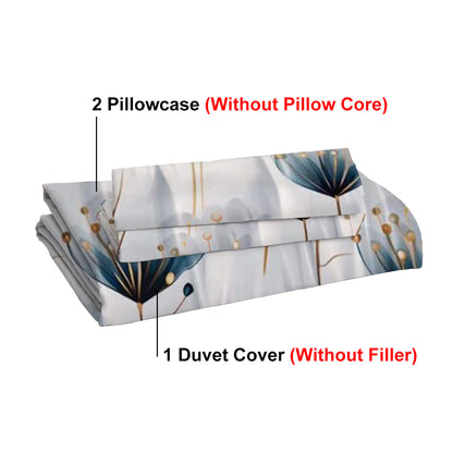 Ensemble Parure Lit 3 Pièces Bleu Blanc Floral Polyeste