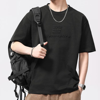 Trendy Loose-fitting Versatile Heavyweight Short-sleeve T-shirt For Men