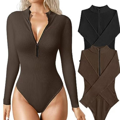 Mode à manches longues combinaison sans couture minceur shapewear pour femmes