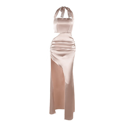 Halter découpée robe formelle pour femmes