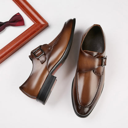 Chaussures d'affaires en cuir à boucle de style britannique pour hommes