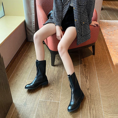 Leather Zip Down Boots