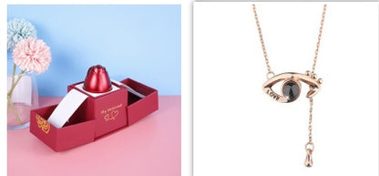 Coffret cadeau de bijoux en métal rose pour la Saint-Valentin, collier pour mariage, petite amie, cadeaux