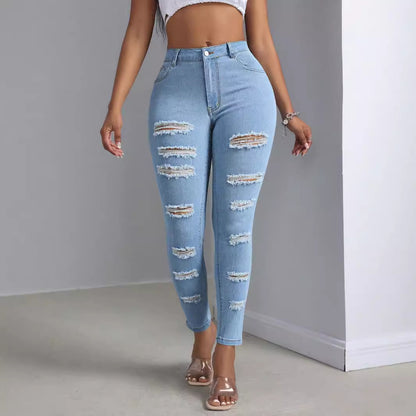 Fashion Personality Women's Ripped Jeans Trousers