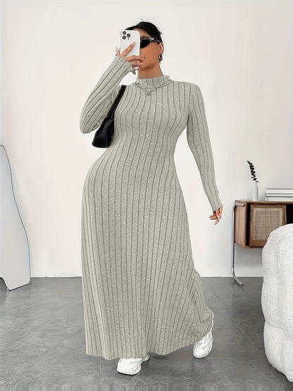 European And American Adult Lady Like Woman Plus Size Dress Autumn And Winter Simplicity Turtleneck