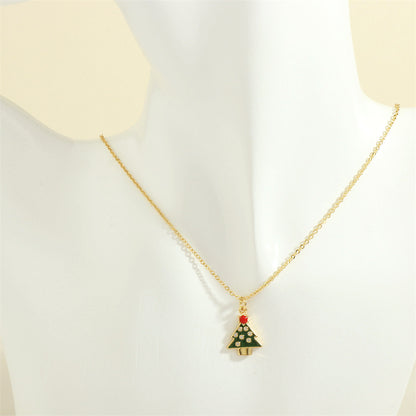 Collier en forme de noël arbre noël elk bonhomme de neige avec strass colorés Ins festival collier chaîne de clavicule pour femmes bijoux