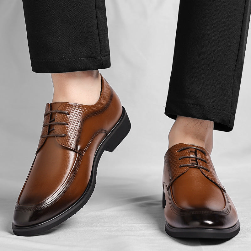 chaussures en cuir à lacets grande taille noires en cuir marron, style décontracté, pour toutes les saisons.