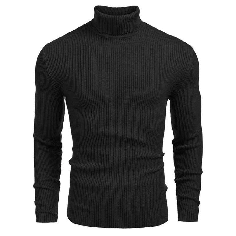 Pull à manches longues à col roulé slim pour homme