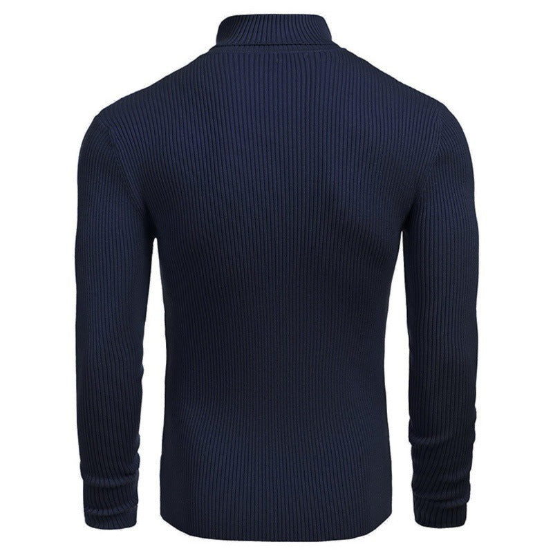 Pull à manches longues à col roulé slim pour homme