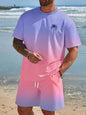 T-shirt homme rapide séchage ensemble avec dégradé rose et violet, parfait pour la plage.