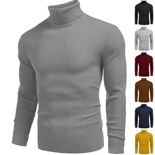 Pull à manches longues à col roulé slim pour homme