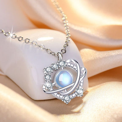 Collier Planète Moonstone Femme Strass Niche Pendentif Chaîne De Clavicule