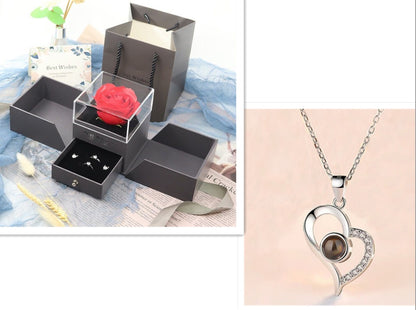 Coffret cadeau de bijoux en métal rose pour la Saint-Valentin, collier pour mariage, petite amie, cadeaux