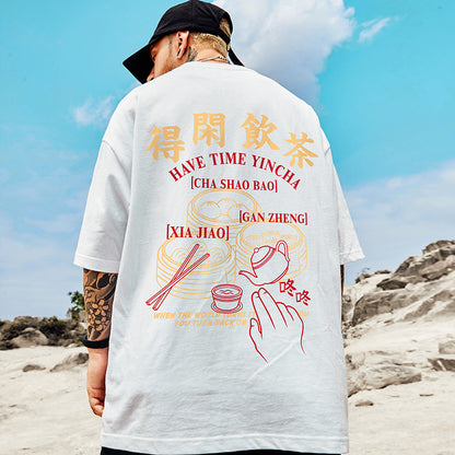 American Summer National Tide Print Short-sleeved T-shirt Men