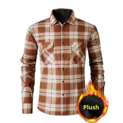 Mens Fashionable Casual Cotton-Quilted Long-Sleeve Cardigan