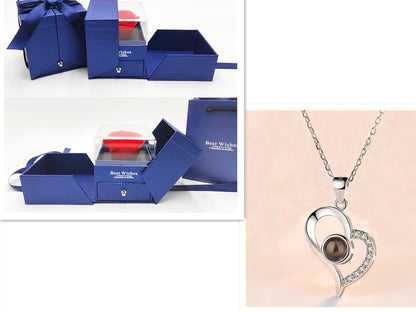 Coffret cadeau de bijoux en métal rose pour la Saint-Valentin, collier pour mariage, petite amie, cadeaux