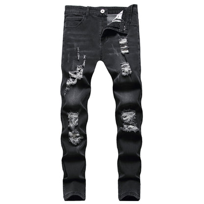 Men's Ripped Slim Jeans Fashion Casual Ankle Banded Pants