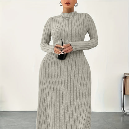 European And American Adult Lady Like Woman Plus Size Dress Autumn And Winter Simplicity Turtleneck