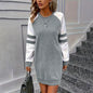 Women's Color Block Sweatshirt Dress Long Sleeve Crew Neck, Casual Short Pullover Tunic Dress