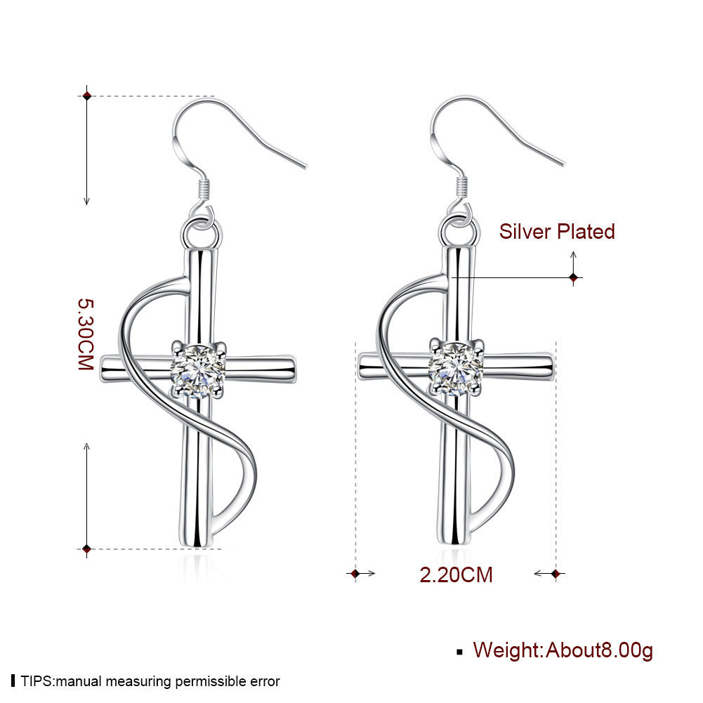 2018 New Cross-frontière Populaire Allongée Croix Boucles D'oreilles