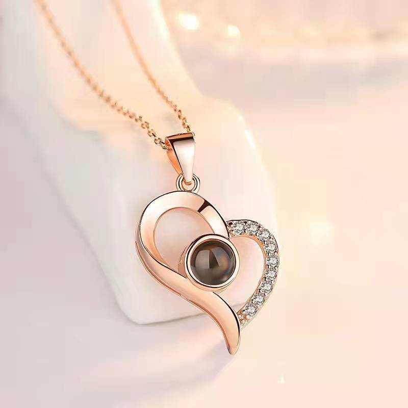 Coffret cadeau de bijoux en métal rose pour la Saint-Valentin, collier pour mariage, petite amie, cadeaux