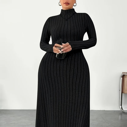 European And American Adult Lady Like Woman Plus Size Dress Autumn And Winter Simplicity Turtleneck