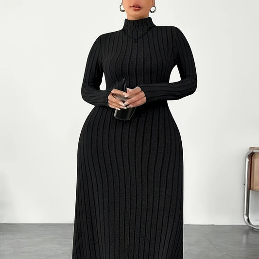 European And American Adult Lady Like Woman Plus Size Dress Autumn And Winter Simplicity Turtleneck