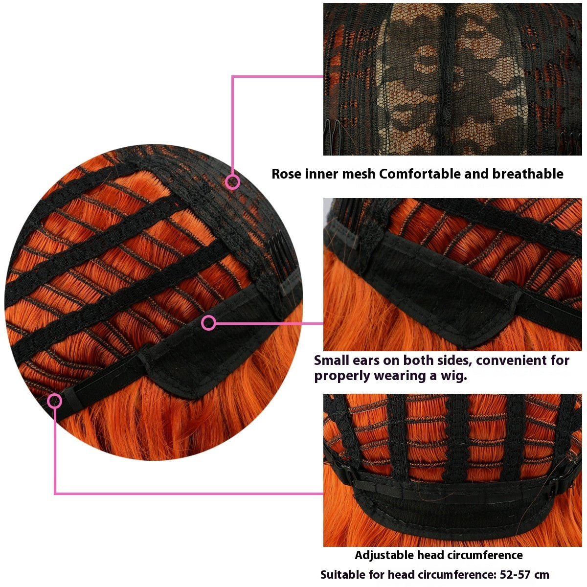 Perruque Synthétique Femme Frange Ondulée Longue