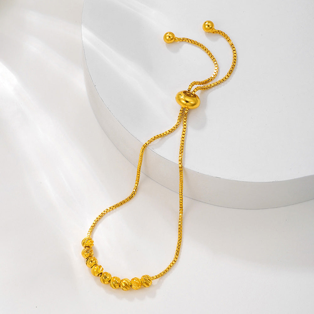 1 bracelet en corde de traction en or, perle de fleur tendance, bracelet porte-bonheur pour femme