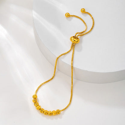 1 bracelet en corde de traction en or, perle de fleur tendance, bracelet porte-bonheur pour femme