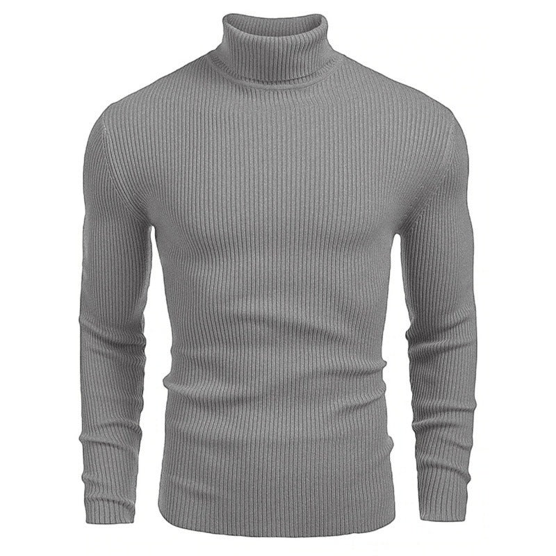 Pull à manches longues à col roulé slim pour homme