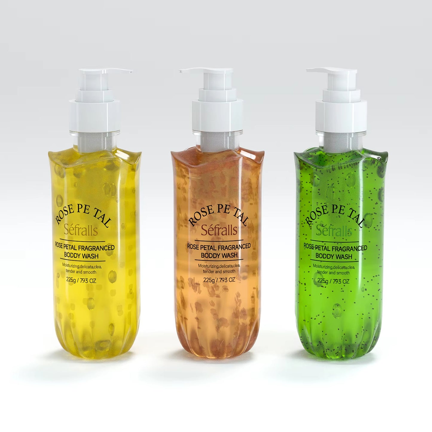 Set de gel de douche, ensemble de gel de pétale de pétale de rose et de jasmin Kiwi Nettoyage en profondeur Rafraîchissement parfum moussant doux bain