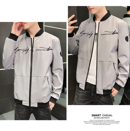 Men's Thin English Word Embroidery Outdoor Workwear Jacket