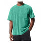 Retro Washed Pocket 3D Digital Print All-Match Crew Neck Short-Sleeve T-Shirt
