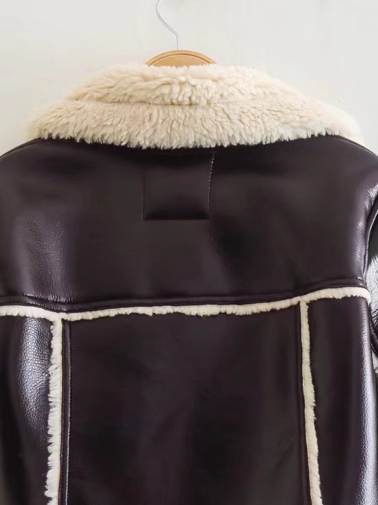 Veste de veste de personnalité de mode mince à manches longues à revers court pour femme