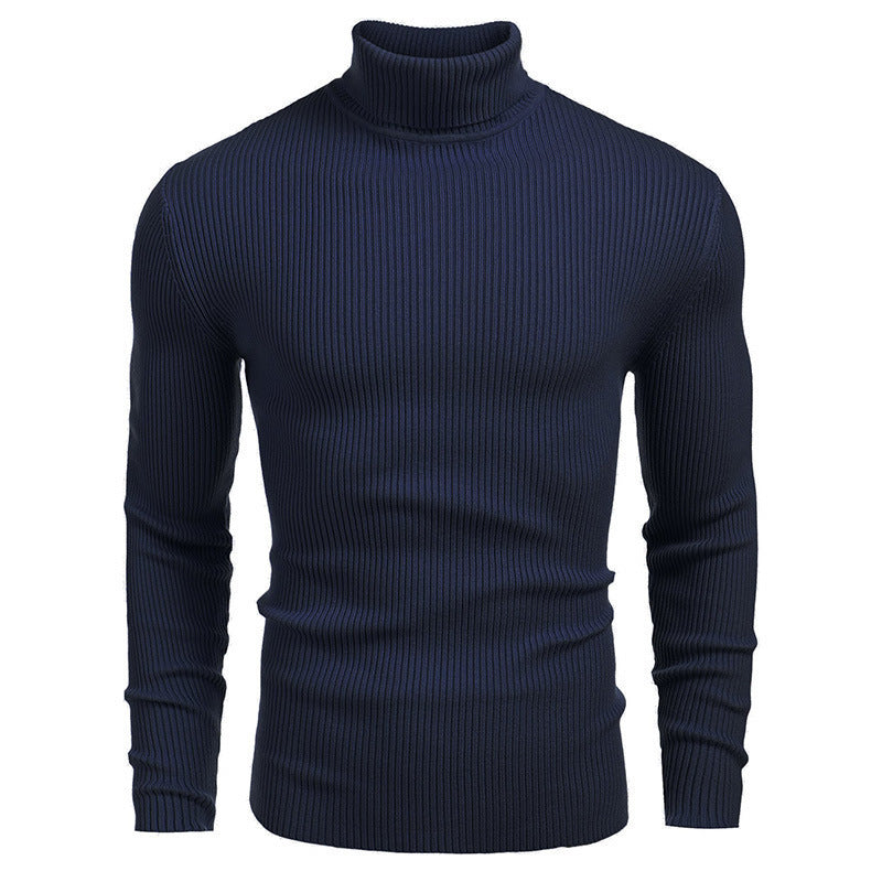 Pull à manches longues à col roulé slim pour homme