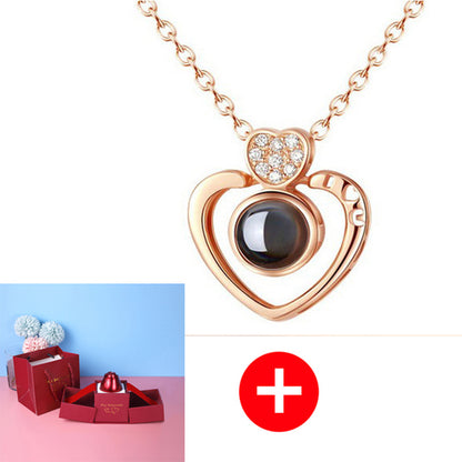 Coffret cadeau de bijoux en métal rose pour la Saint-Valentin, collier pour mariage, petite amie, cadeaux