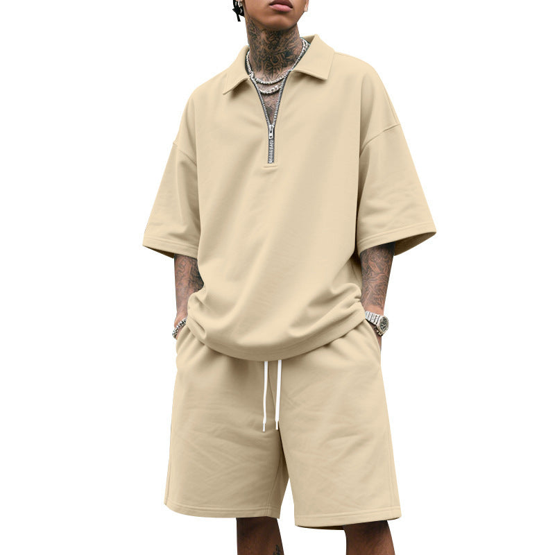 Costume à revers pour homme, ensemble deux pièces d'été ample